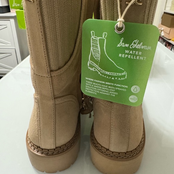 Sam Edelman Lex Sesame Suede Lace Up Boots Size 9 - Picture 4 of 5